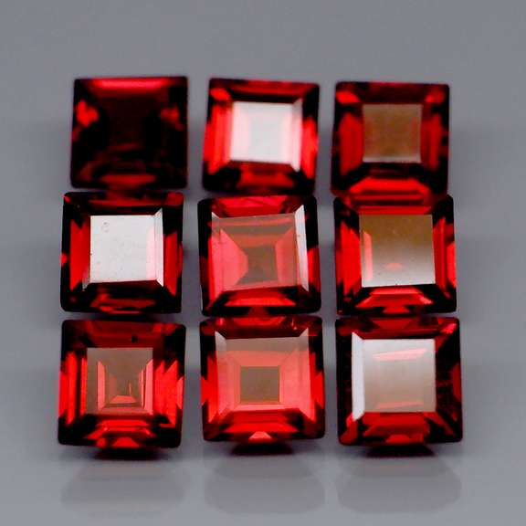 Set of 9 top red VS Garnets weighing 8.25 carats