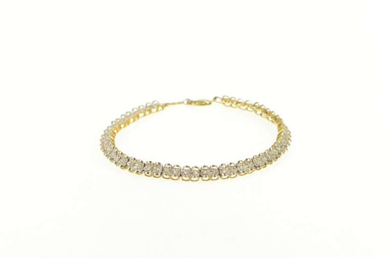 10K Yellow Gold 0.75 Ctw Diamond Classic Vintage Tennis Bracelet