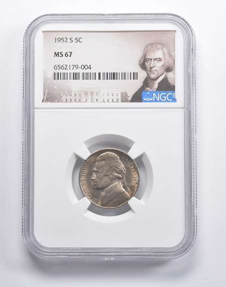 MS67 1952-S Jefferson Nickel NGC