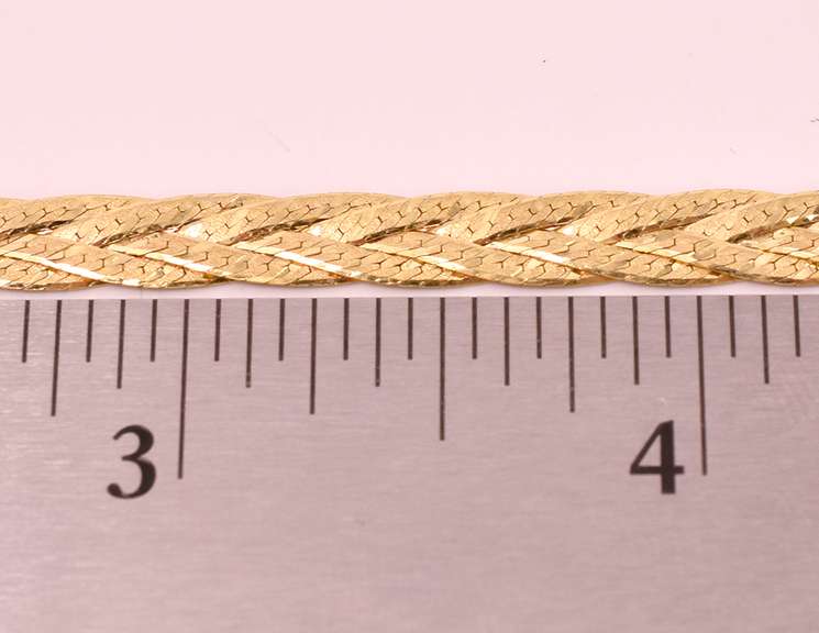 Intricate Braided Herringbone Chain in 14K Yellow Gold