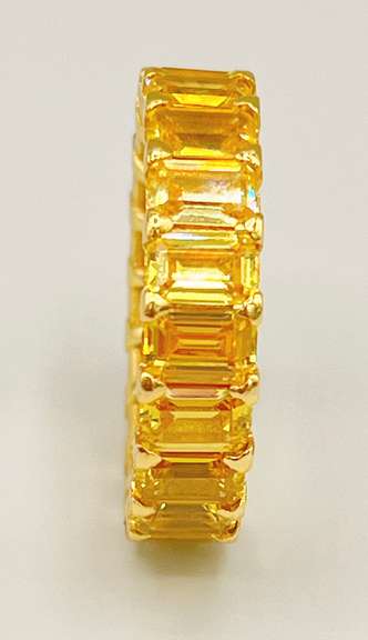 18kt Gold Plated Sterling Silver& Yellow Sapphire Eternity Band Ring