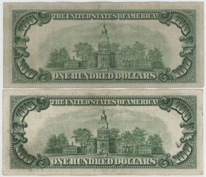 Pair of nice collectible 1934 Series $100 Federal Reserve Note