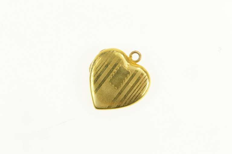10K Yellow Gold Art Deco Heart Photo Picture Locket Charm/Pendant