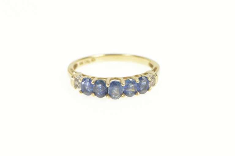 10K Yellow Gold 1.27 Ctw Natural Sapphire Diamond Wedding Ring