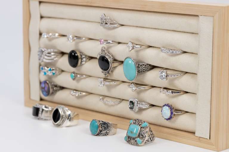 .925 Sterling Silver Ring Assortment Various Sizes & Styles (25 Ring Lot)