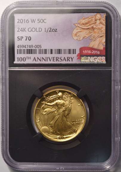 2016 W Gold Walking Liberty Half Dollar 1/2oz Gold NGC SP70