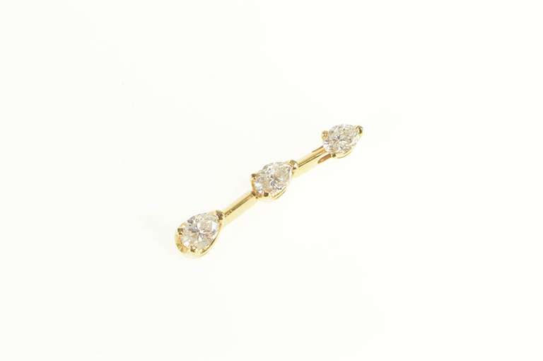 14K Yellow Gold 0.50 Ctw Pear Diamond Tiered Bar Drop Pendant