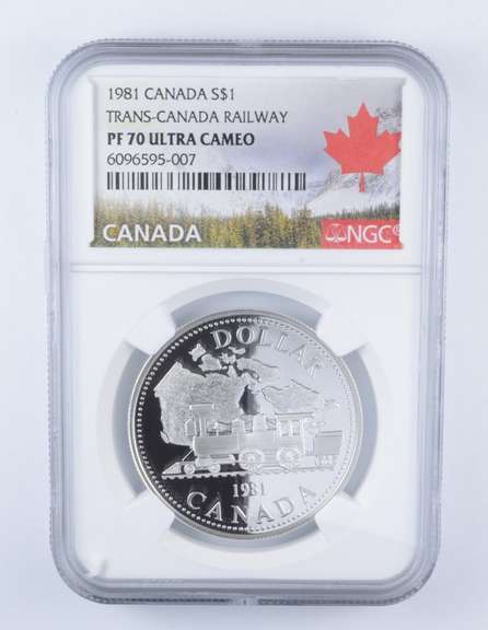 PF70 UCAM 1981 Canada $1 Silver - Trans-Canada Railway - Graded NGC