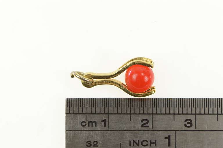 14K Yellow Gold Red Cat's Eye Chrysoberyl Sphere Ball Charm/Pendant