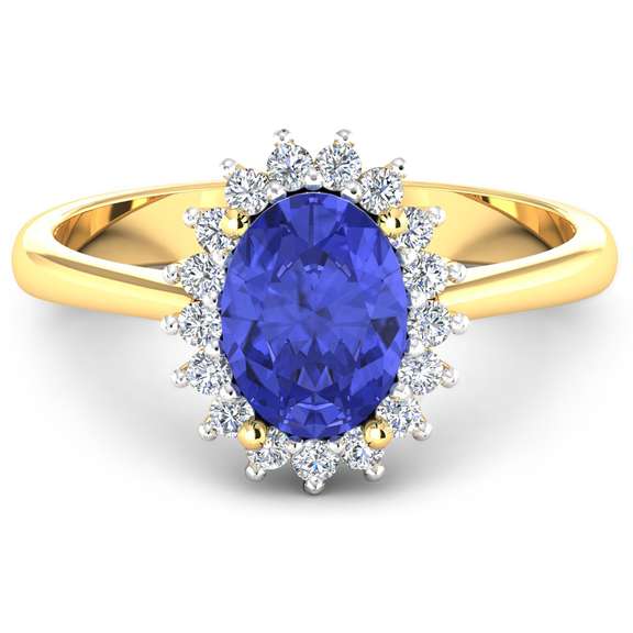 Pretty 14 Kt Yellow Gold Tanzanite Diamond Ring