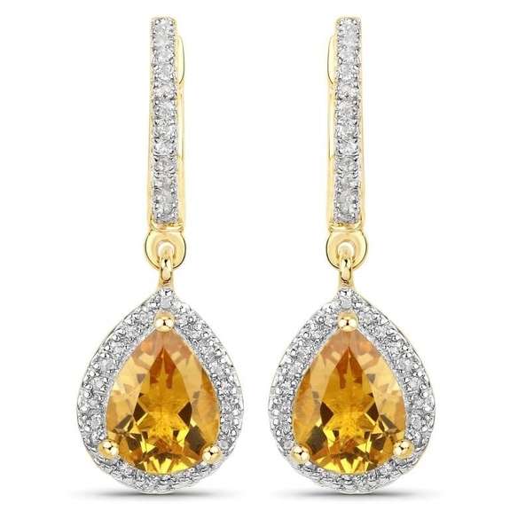 Beautiful 18kt Gold Plated Natural Citrine Earrings