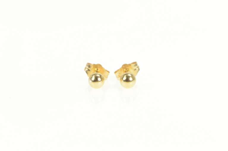 14K Yellow Gold 4.0mm Round Ball Classic Sphere Stud Earrings