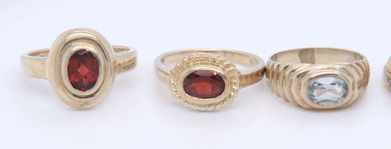 Group Lot of 5 Vintage 925 Sterling Silver Gemstone Rings