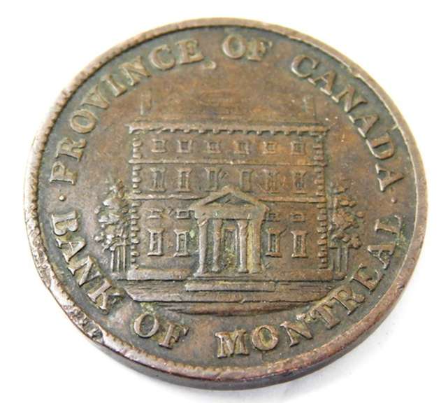 Rare 1844 Bank of Montreal 1/2 Penny Bank Token