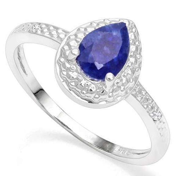 1.00 CT ENHANCED GENUINE SAPPHIRE & DIAMOND 925 STERLING SILVER RING