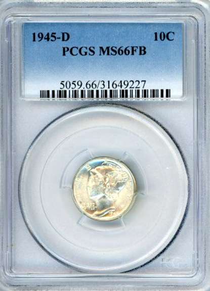 1945-D Silver Mercury Dime in MS66FB