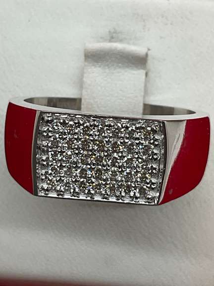 BRAND NEW MENS 14K WHITE GOLD AND DIAMOND RING