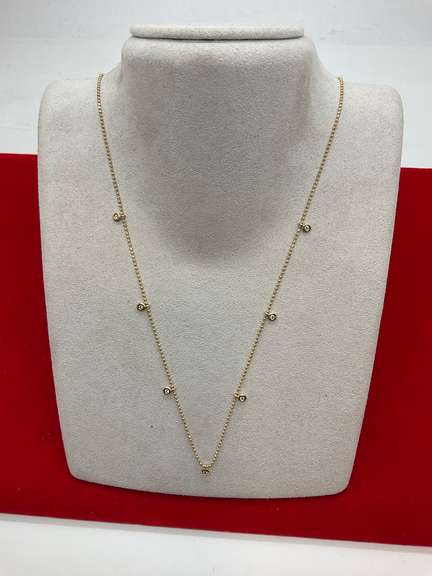 BRAND NEW 14K GOLD AND DIAMOND STATION NECKLACE