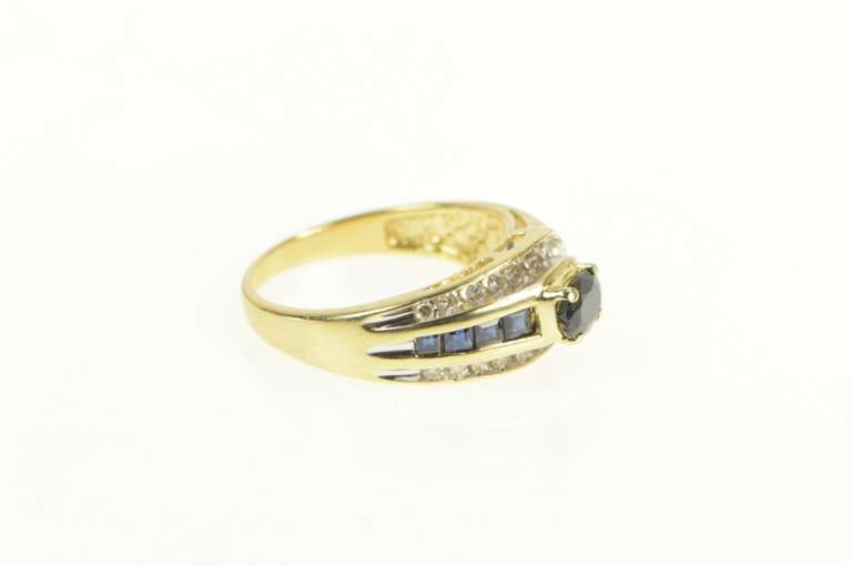 14K Yellow Gold 1.25 Ctw Oval Sapphire Diamond Engagement Ring