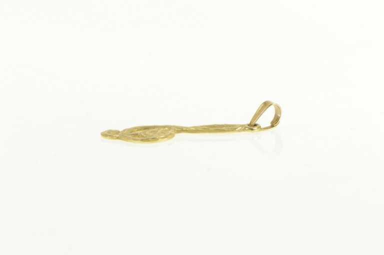 14K Yellow Gold Diamond Cut Treble Clef Music Symbol Charm/Pendant