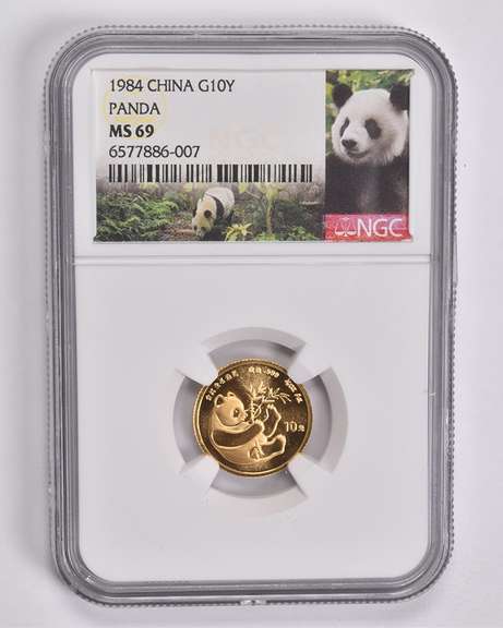 MS69 1984 China 10 Yuan 1/10 Oz. .999 Fine Gold Panda NGC