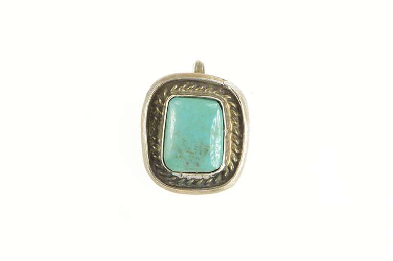 Sterling Silver Native American Artisan Turquoise Pendant