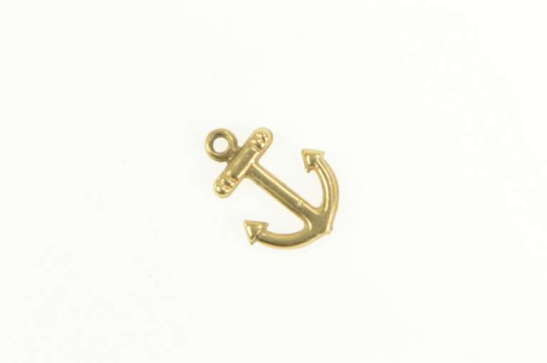 10K Yellow Gold 3D Nautical Sailing Anchor Faith Symbol Charm/Pendant