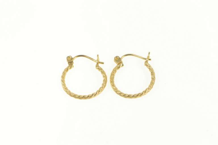 14K Yellow Gold Twist Rope Chain Pattern 15.9mm Hoop Earrings
