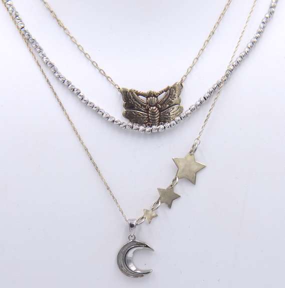 Group Lot of 3 Vintage 925 Sterling Silver Necklaces