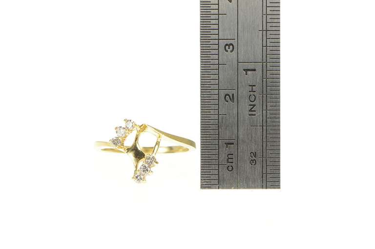 14K Yellow Gold Diamond Marquise Bypass Wedding Wrap Band Ring