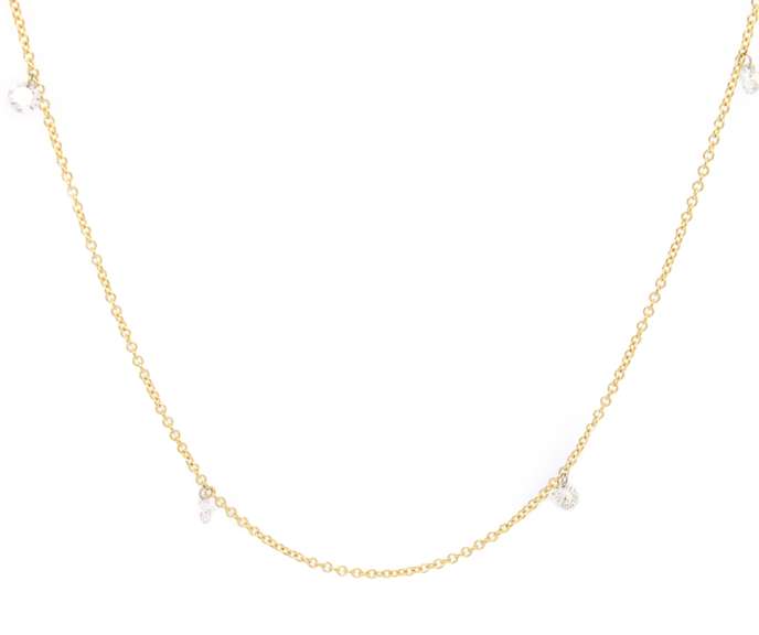 0.67ctw Round Diamond Drilled Floating Station Necklace in 14K
