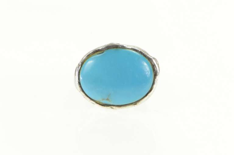 Sterling Silver Turquoise Cabochon Textured Southwestern Ring