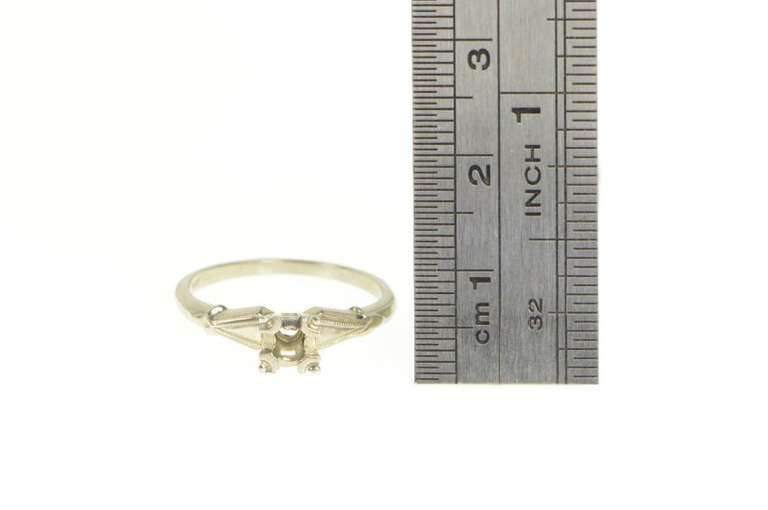 14K White Gold Vintage NOS 1950's 3.1mm Engagement Setting Ring