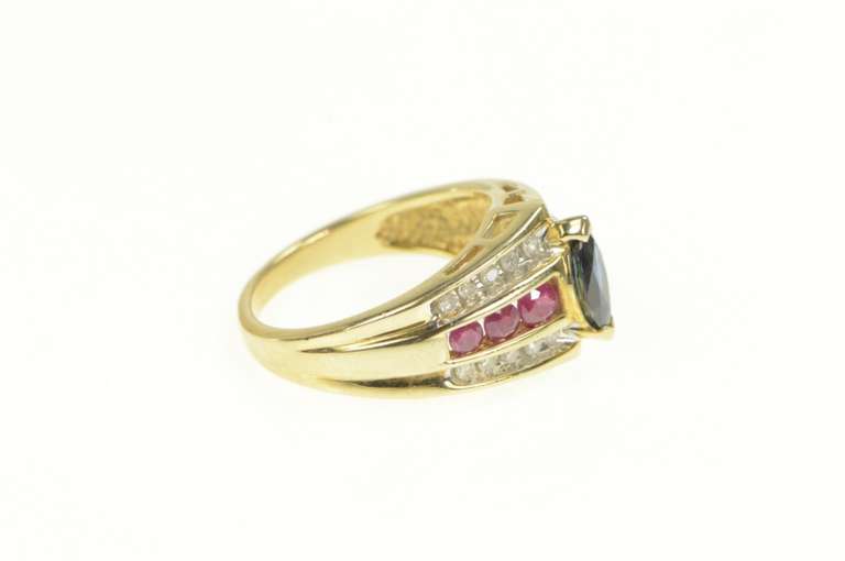 10K Yellow Gold 1.90 Ctw Sapphire Ruby Diamond Engagement Ring