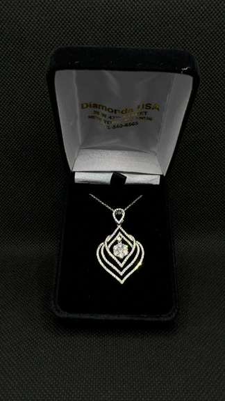 FANCY SWIRL 18K WHITE GOLD AND DIAMOND PENDANT AND CHAIN (1.95 CT IN DIAMONDS)