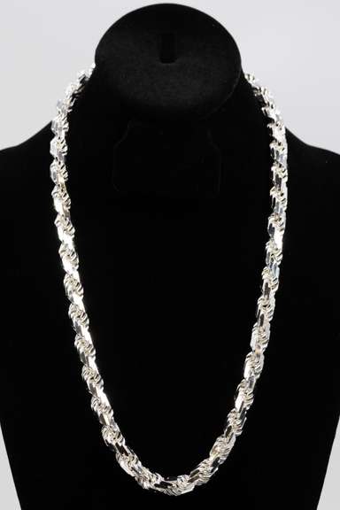 Sterling Silver Heavy Diamond-Cut Rope Chain 9.7mm Solid 925 Italy New Men's Necklace 22"