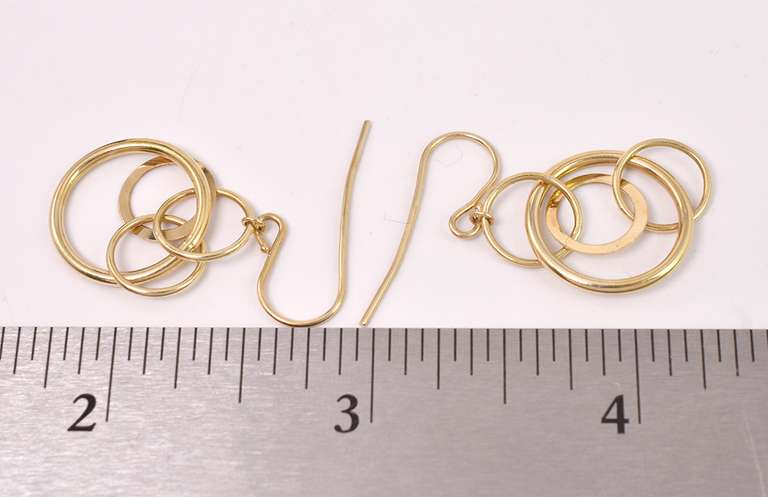 Darling Dangling Circle Earrings in 14k Yellow Gold