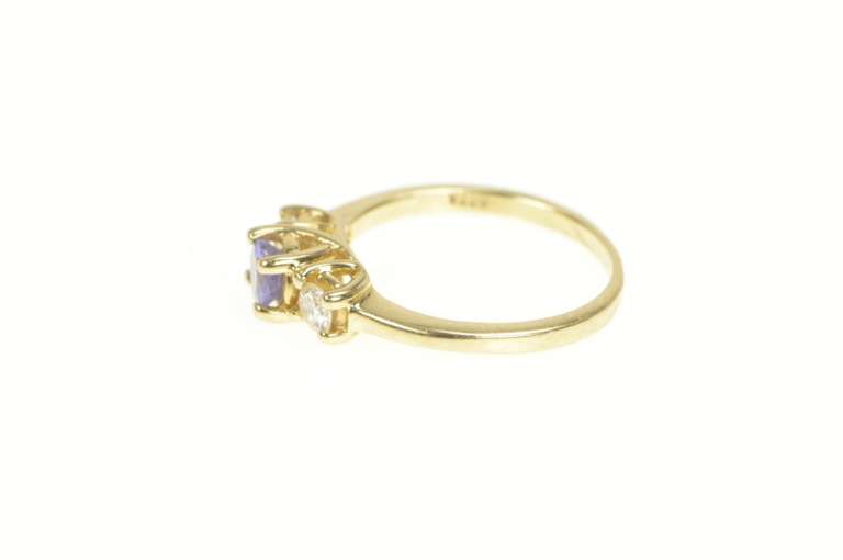 14K Yellow Gold 0.40 Ctw Tanzanite Diamond Three Engagement Ring