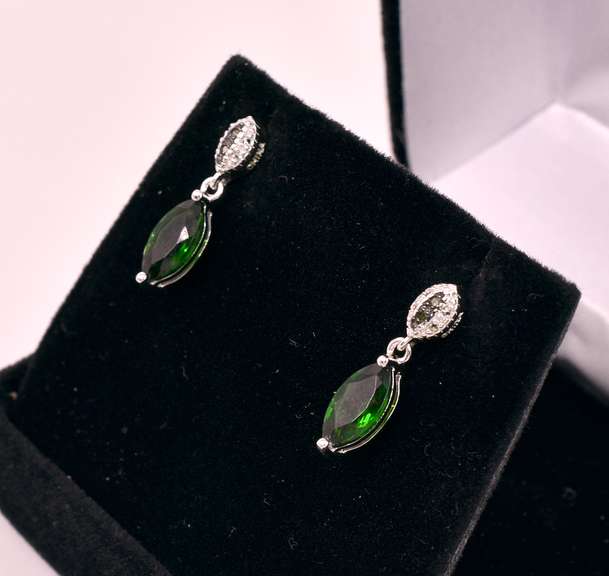Festive Gemstone Dangle Earrings in Sterling