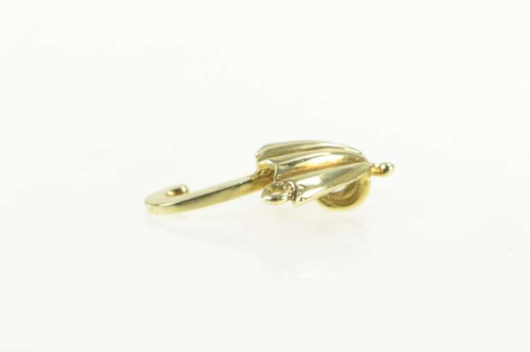 14K Yellow Gold Stylized Umbrella Rain Spring Symbol Charm/Pendant