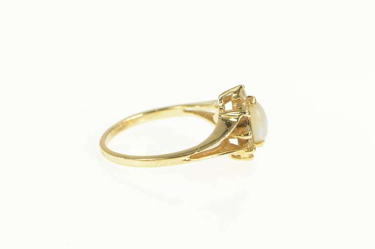 14K Yellow Gold Marquise Opal Diamond Halo Engagement Ring