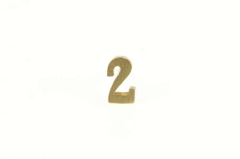 14K Yellow Gold #2 Number Two Second Lapel Pin/Brooch
