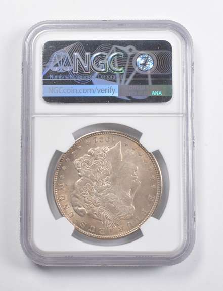 Mint Error MS62 1921 Morgan Silver Dollar REV Struck Thru 100th Anniv NGC