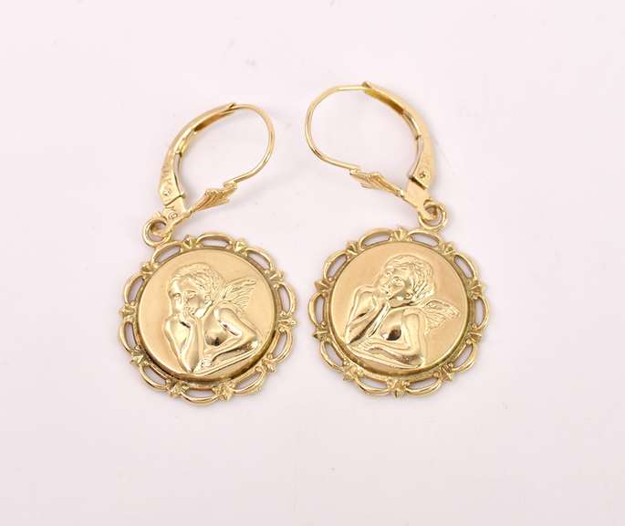Amazing Guardian Angel Earrings in 14K Yellow Gold