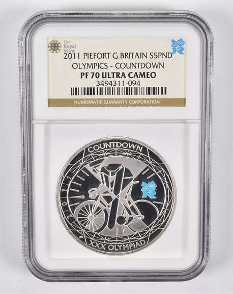 PF70 UCAM 2011 Great Britain 5 Pounds Silver Olympics Piefort NGC