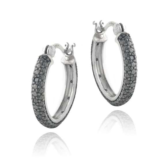 Black Diamond Hoop Earrings