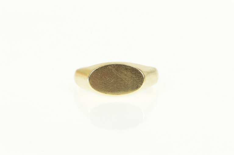 10K Yellow Gold 1940's Vintage Oval Monogram Signet Plain Ring