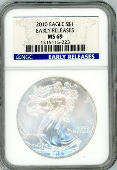 2010 American Silver Eagle in NGC MS69 Early Release