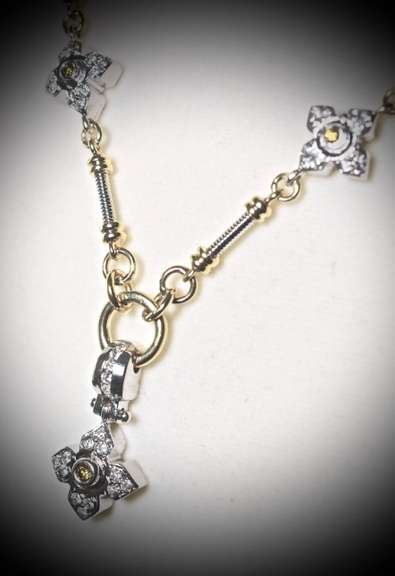 Stunning High-Fashion 14K Two-Tone Matching Diamond Necklace And Bracelet