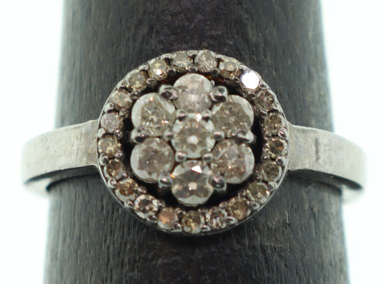 Pretty Sterling Silver Diamond Cluster Ring